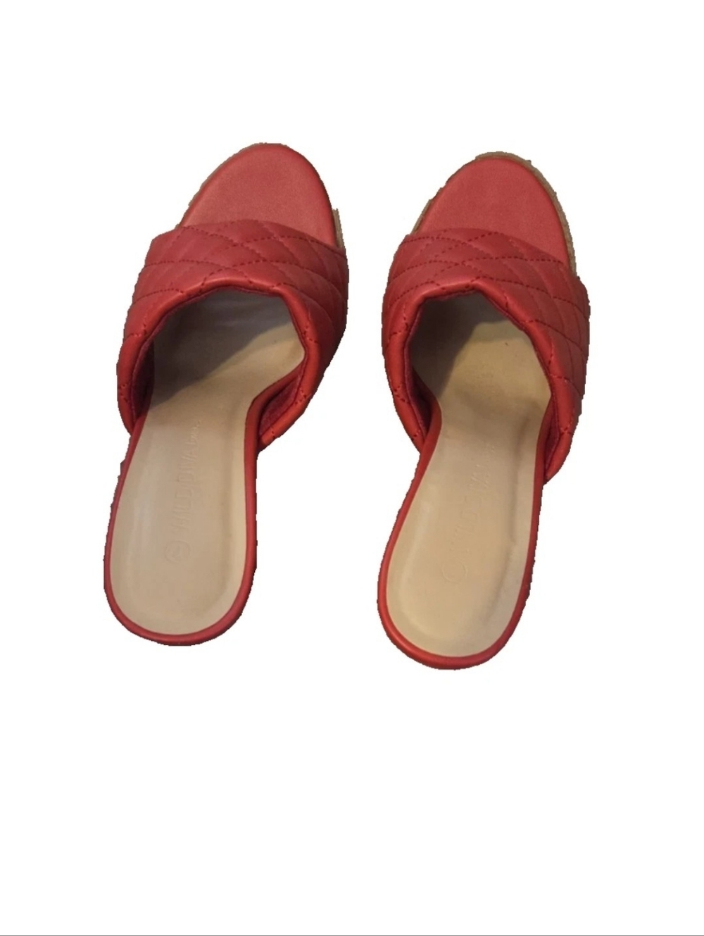 Wild Diva Red Quilted Women's Slide Sandals Size 7